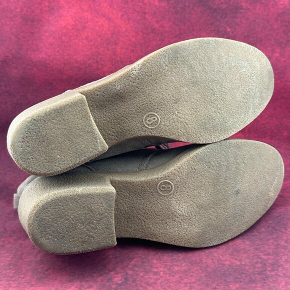 MERONA WOMEN'S FAUX SUEDE LACE-UP ANKLE BOOTIES IN TAUPE/TAN COLOR SIZE 8 - Picture 9 of 9